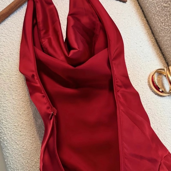 Vibrant Red Backless Halter Dress - Picture 2 of 2